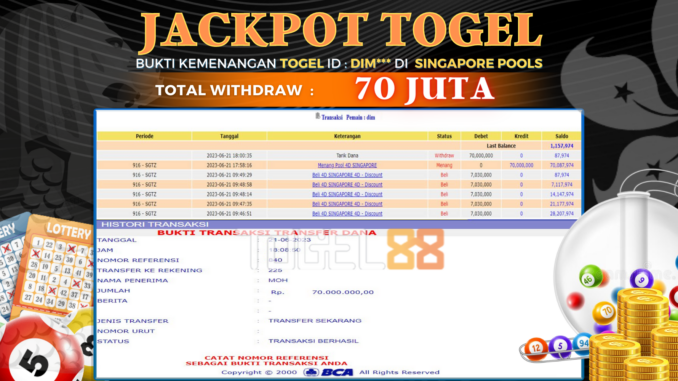 Bukti jackpot Togel88 #268